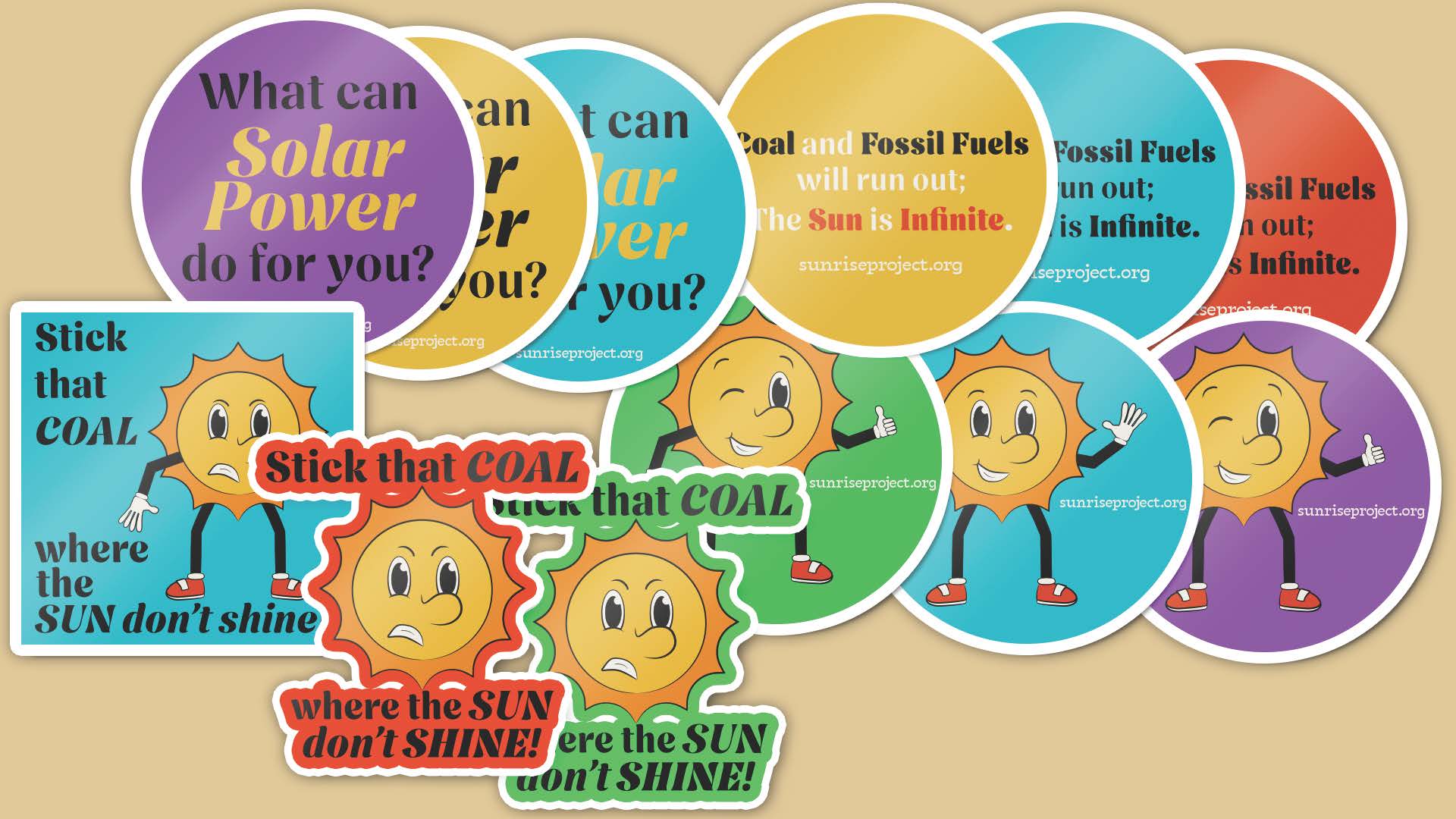 mockups of sticker merch for the brand